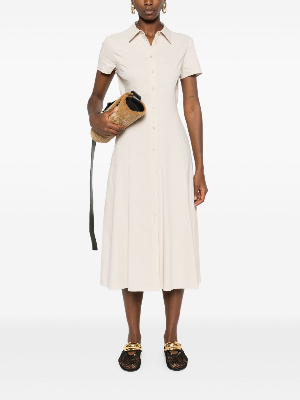 short-sleeves midi shirt dress - 2