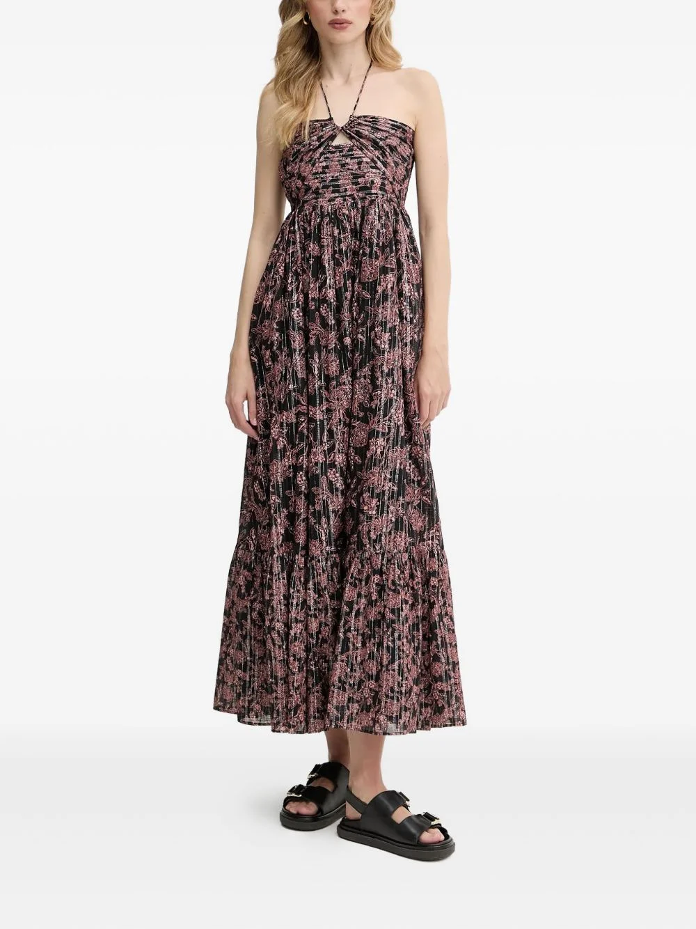 halterneck floral-print maxi dress - 1