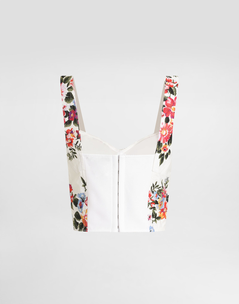 Dolce & Gabbana Flower bouquet-print cotton bustier top outlook