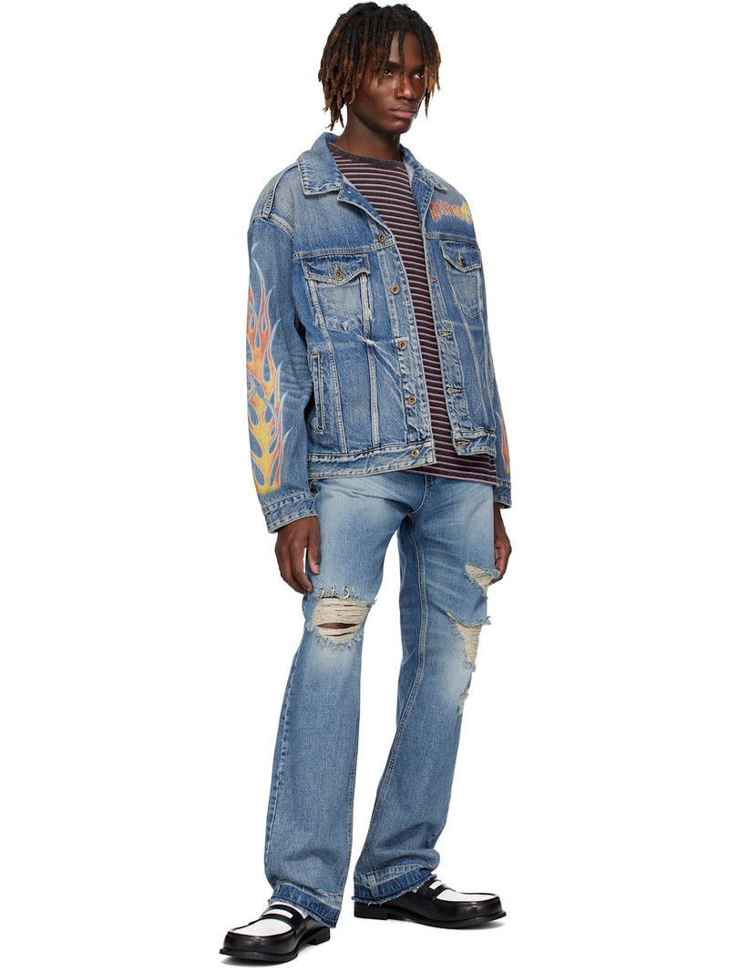 We11done Blue Blaze Logo Denim Jacket outlook
