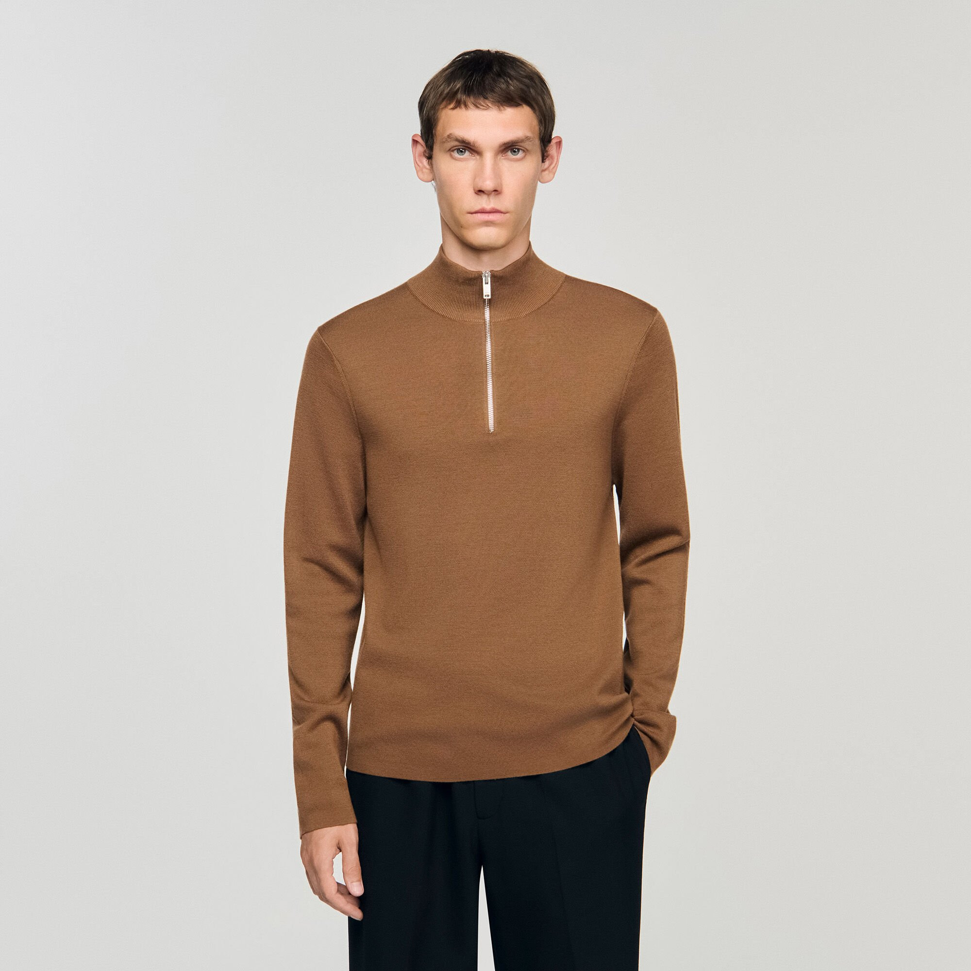 WOOL SWEATER WITH ZIP COLLAR - 4