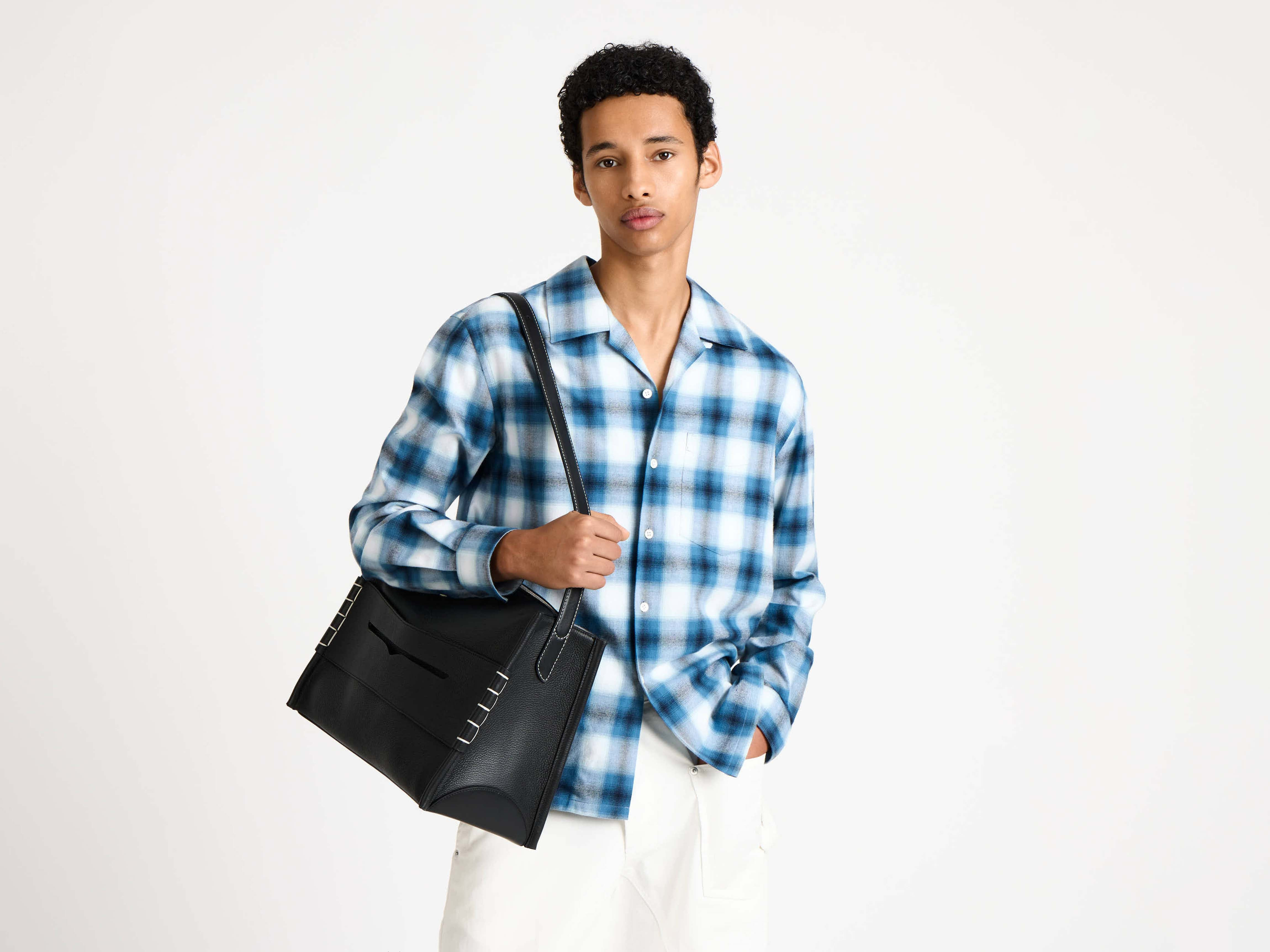 GRADIANT CHECKERED SHIRT IN BLUE - 4