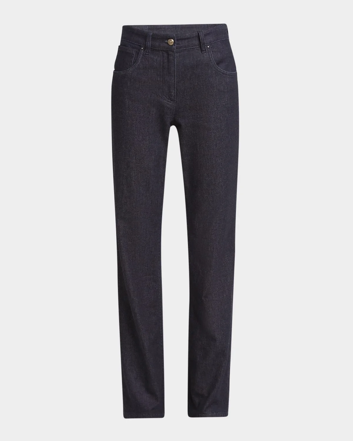 Cotton-Cashmere Denim Straight-Leg Trousers - 1