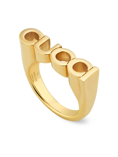 GUCCI logo-lettering polished-finish ring outlook