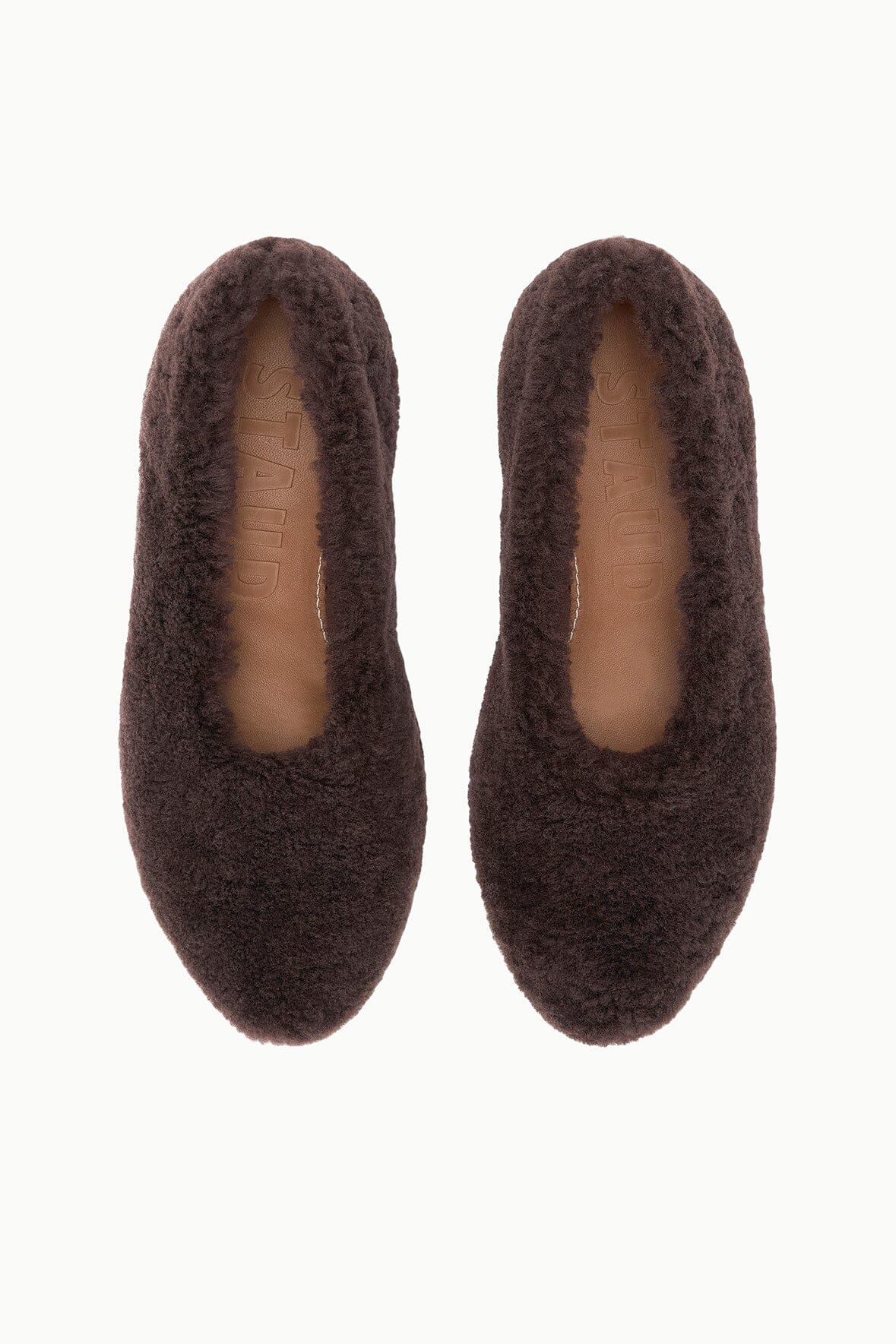 STAUD ALBA BALLET FLAT ESPRESSO SHEARLING - 7