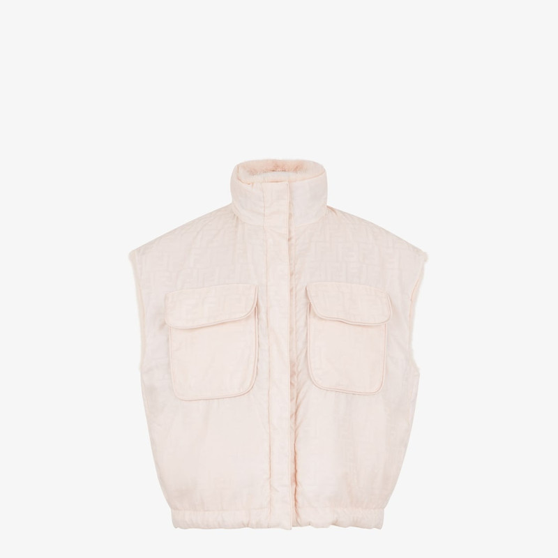 FENDI Pink mink and nylon gilet outlook