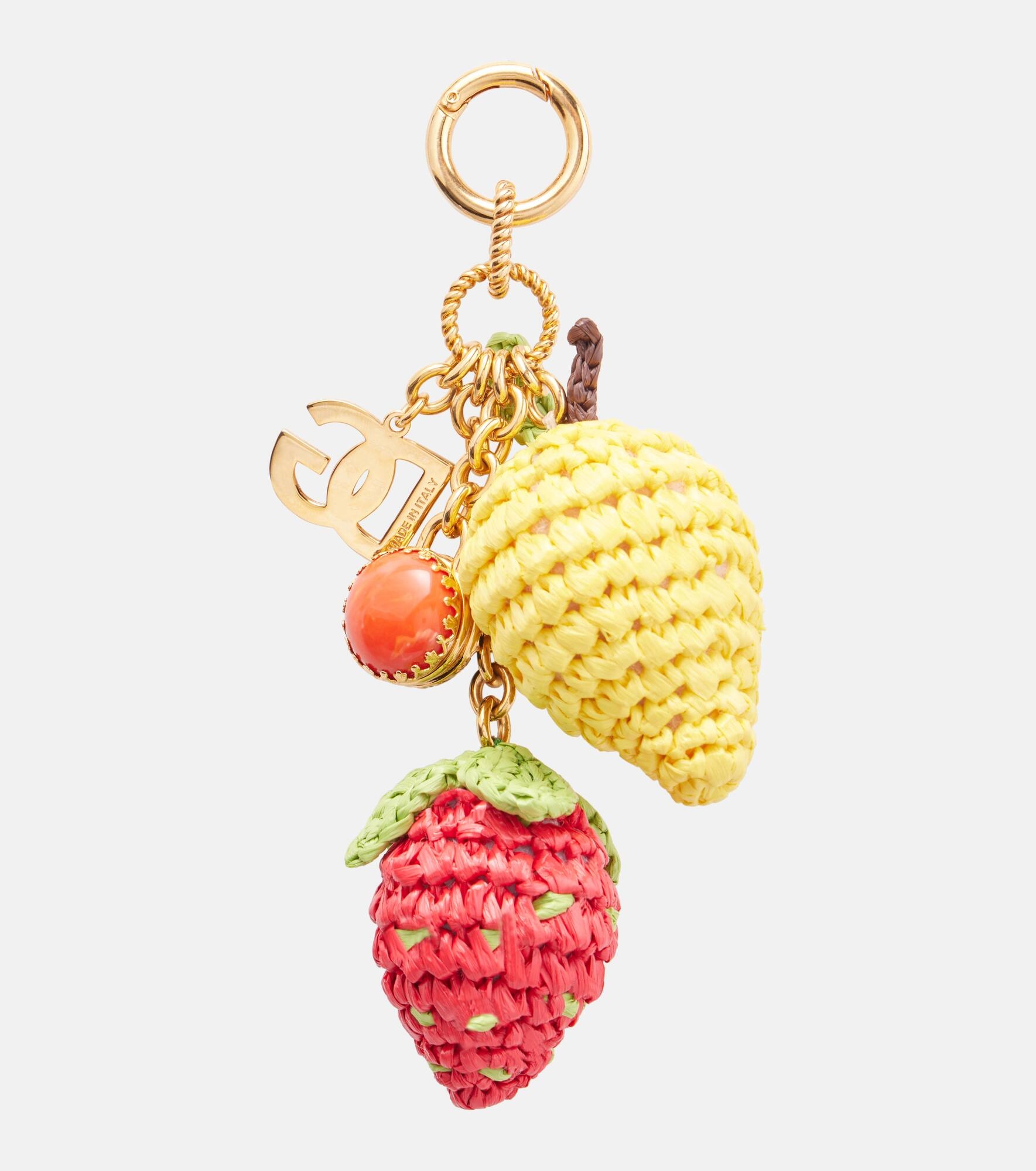 DG raffia-trimmed keychain - 4