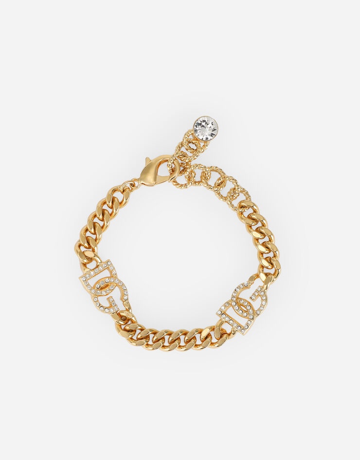 Link bracelet with rhinestone-detailed DG logo - 1