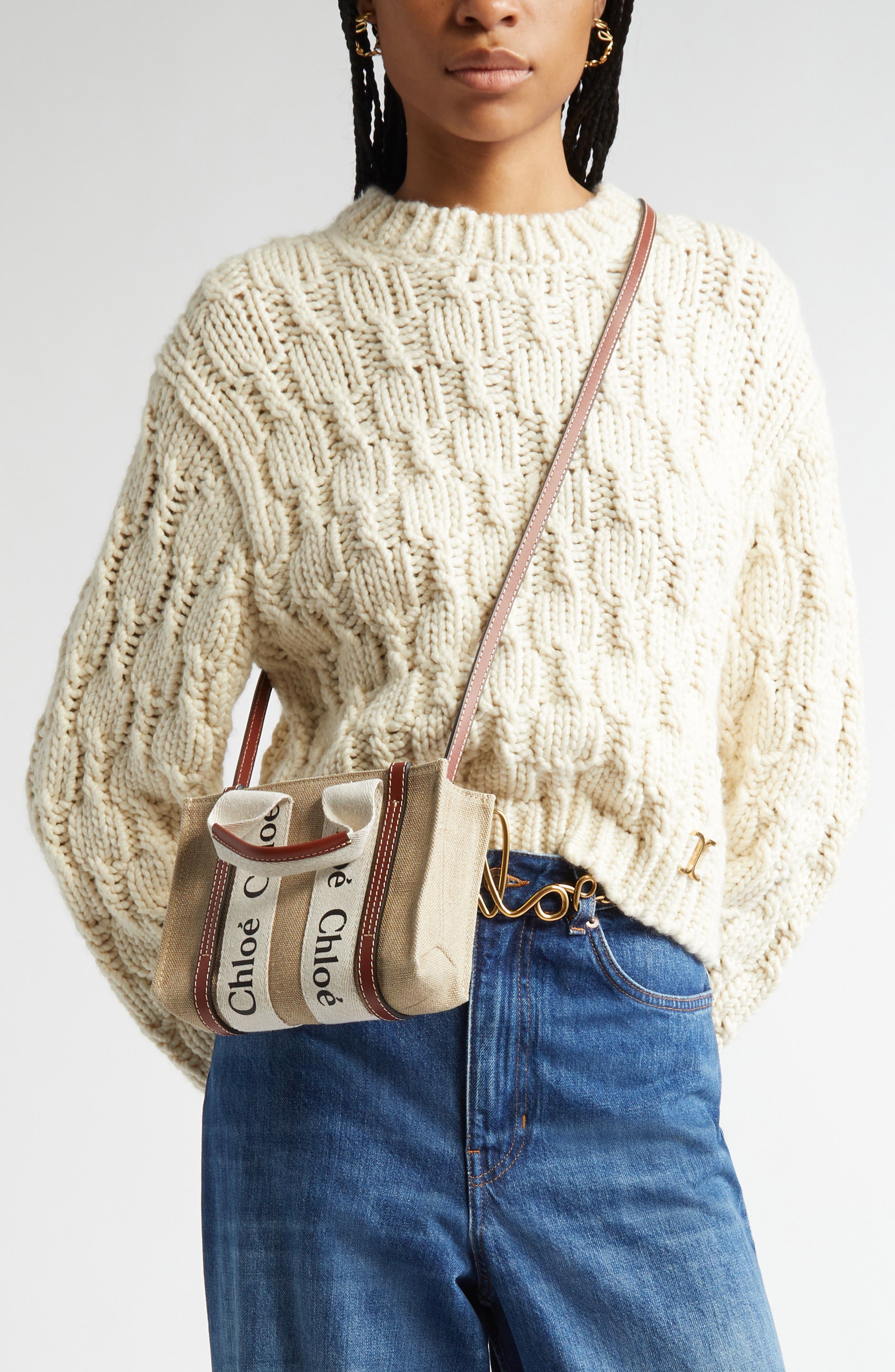 Mini Woody Logo Strap Canvas Tote - 3