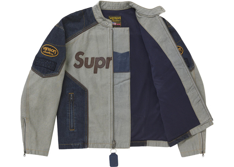 Supreme Supreme Vanson Leathers Cordura Cotton Jacket Denim outlook