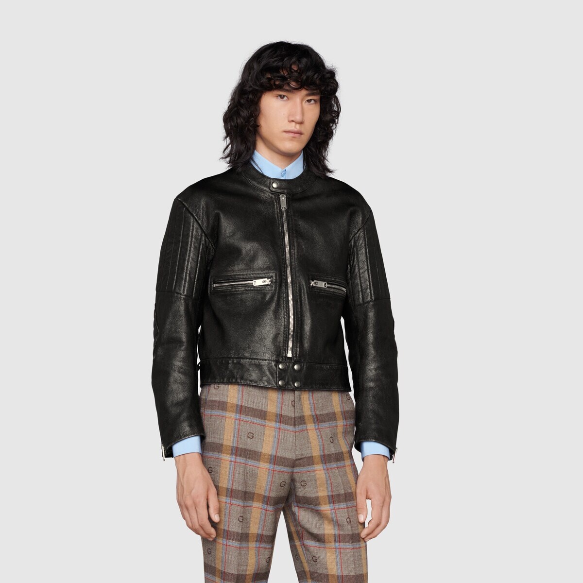 Leather biker jacket with 'You Got Good Taste' print - 3