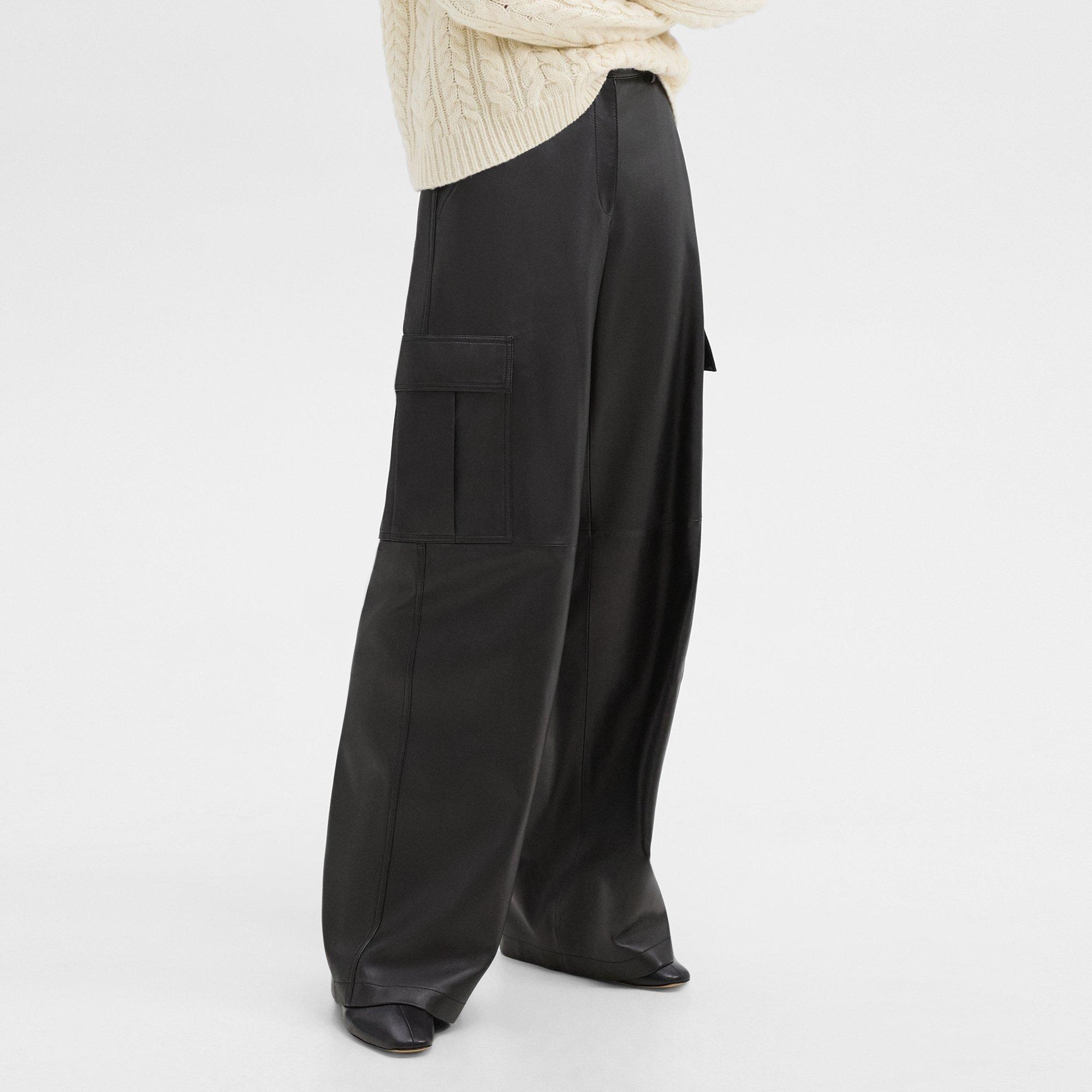Wide-Leg Cargo Pant in Leather - 5