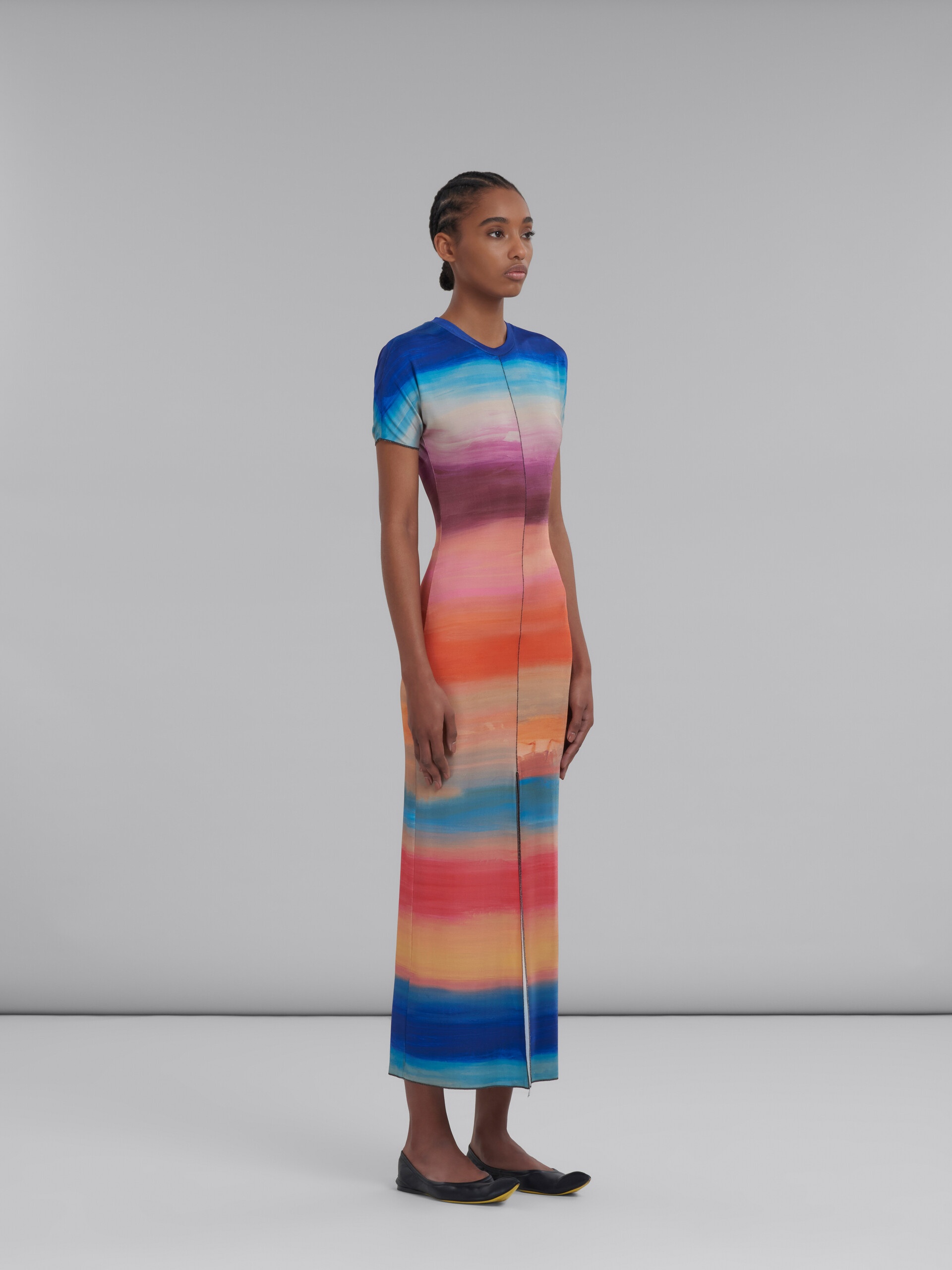 Marni MULTICOLOURED VISCOSE DRESS WITH DARK SIDE OF THE MOON