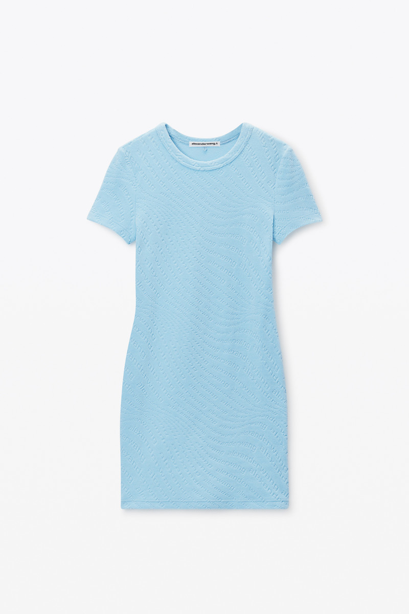 logo jacquard stretch short sleeve mini dress - 1