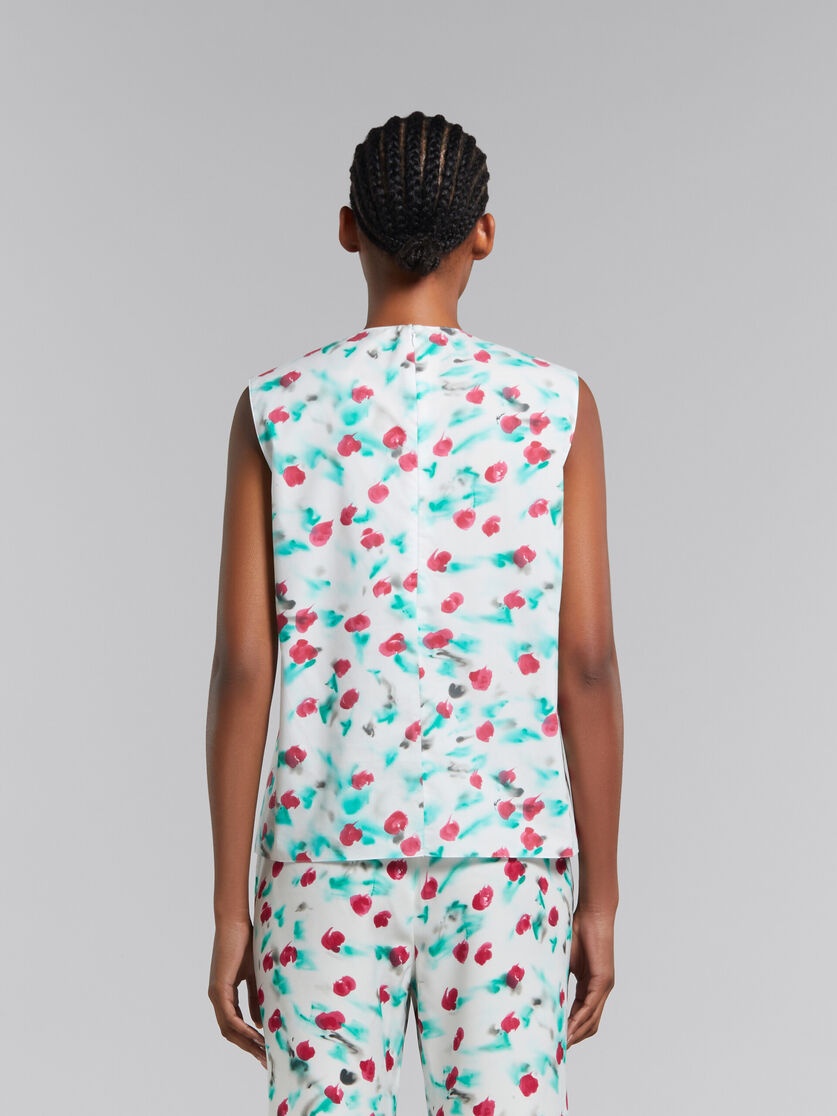 WHITE POPLIN SLEEVELESS TOP WITH REVERIE PRINT - 3