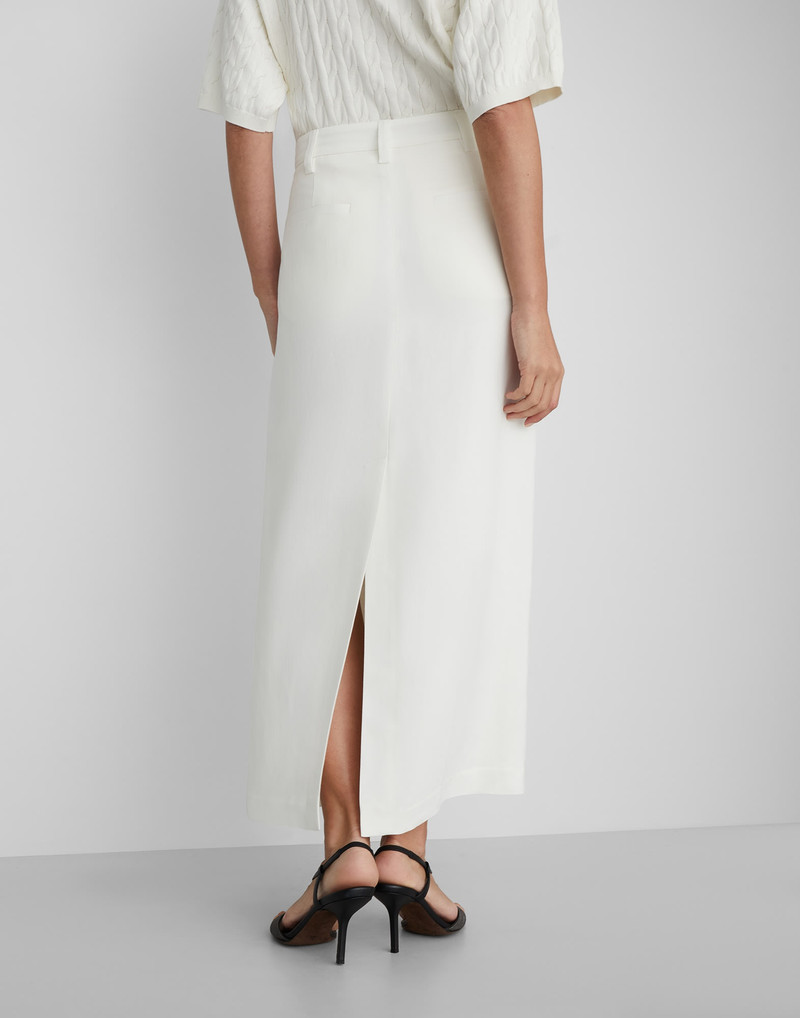 Brunello Cucinelli Viscose and linen fluid twill sartorial column skirt outlook