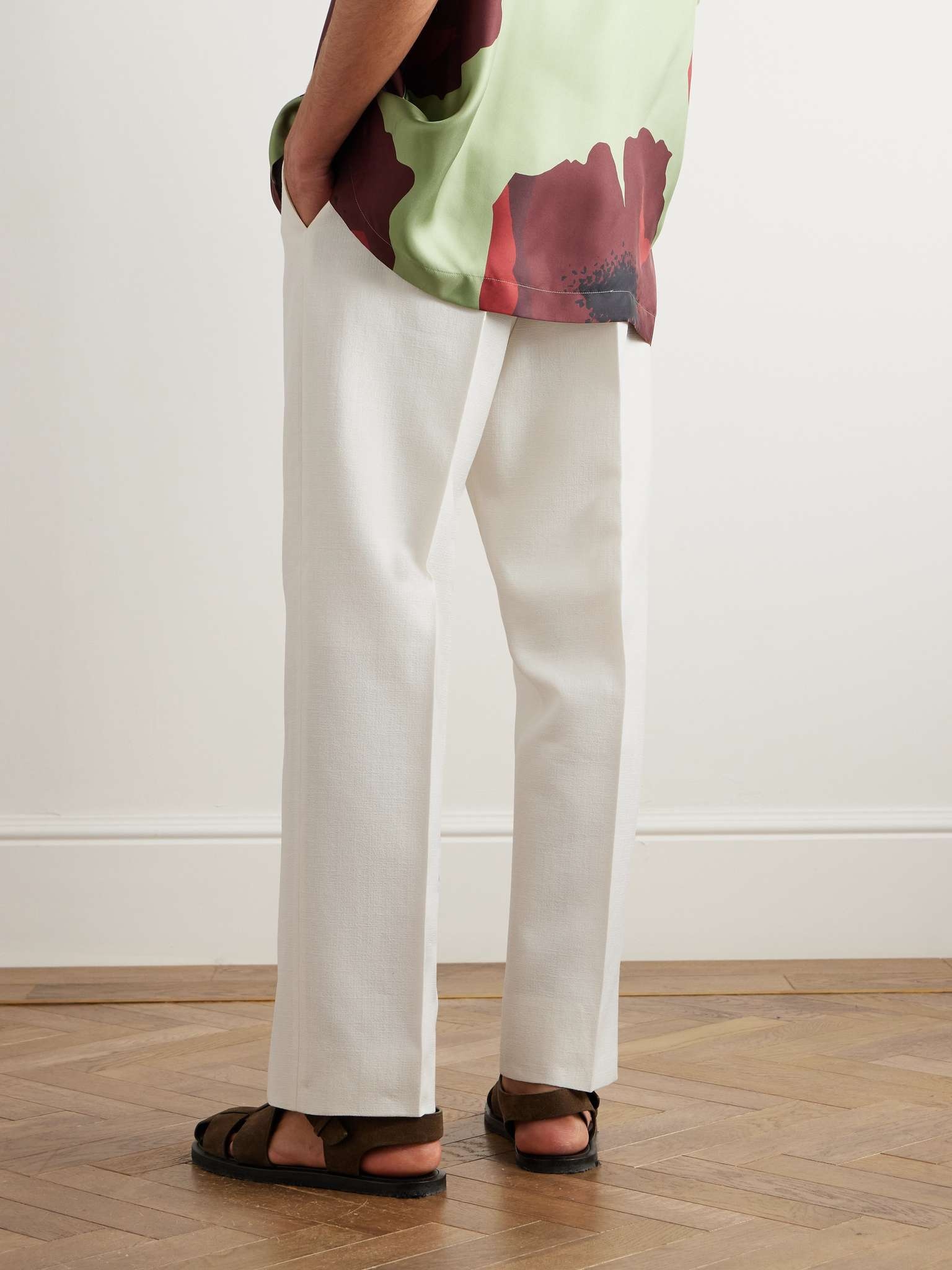 Straight-Leg Pleated Wool and Silk-Blend Crepe Trousers - 4