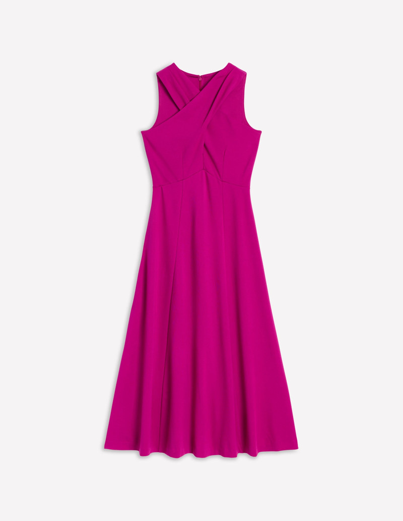 Cross Front Ponte Dress-Fuchsia 1