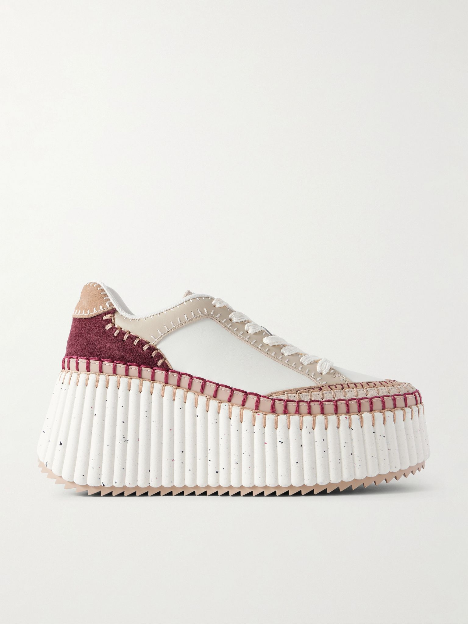 Nama suede-trimmed leather platform sneakers Beige - 1