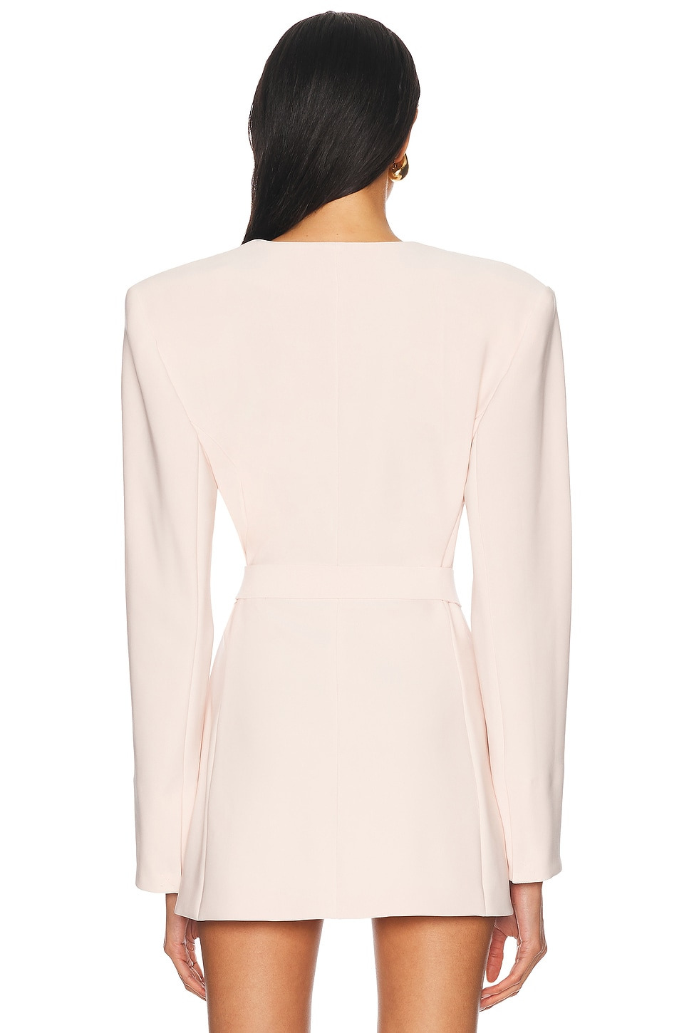 Long Sleeve Shoulder Pad V Neck Zip Front Jacket - 3