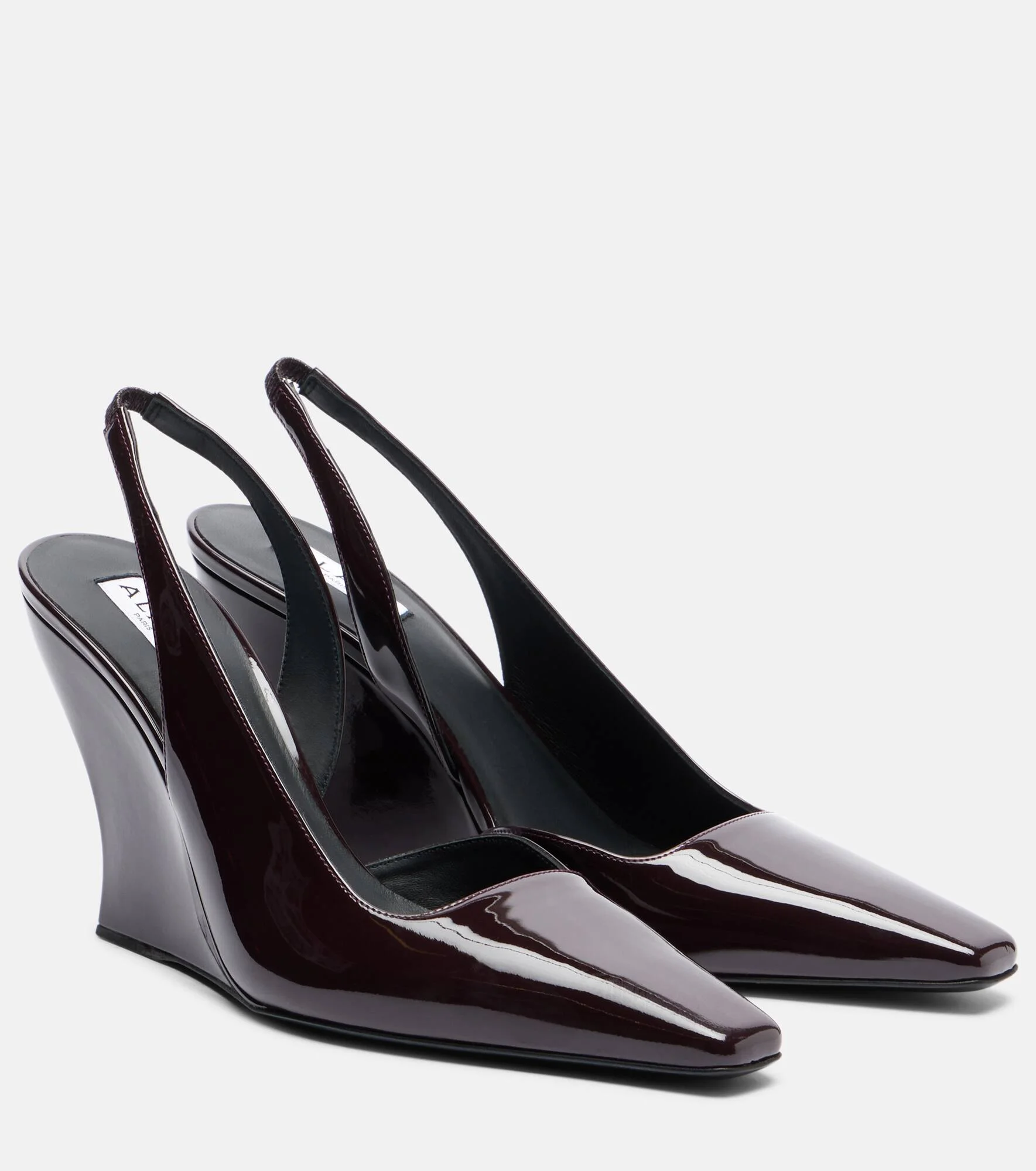 Patent leather wedge slingback pumps - 1