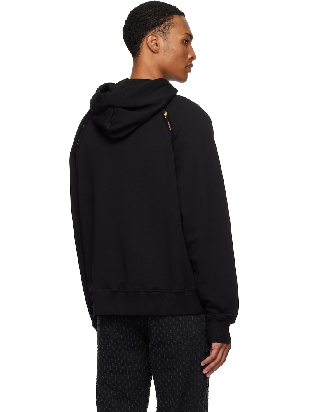 Black Outline Barocco Relaxed-Fit Hoodie - 3