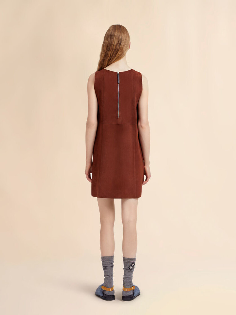 BROWN SUEDE DRESS WITH DAISY APPLIQUÉS 3