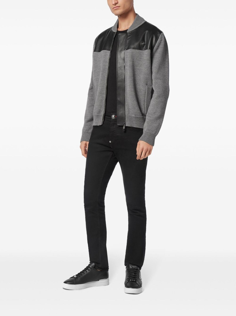 PHILIPP PLEIN Skull&Bones-intarsia wool cardigan outlook