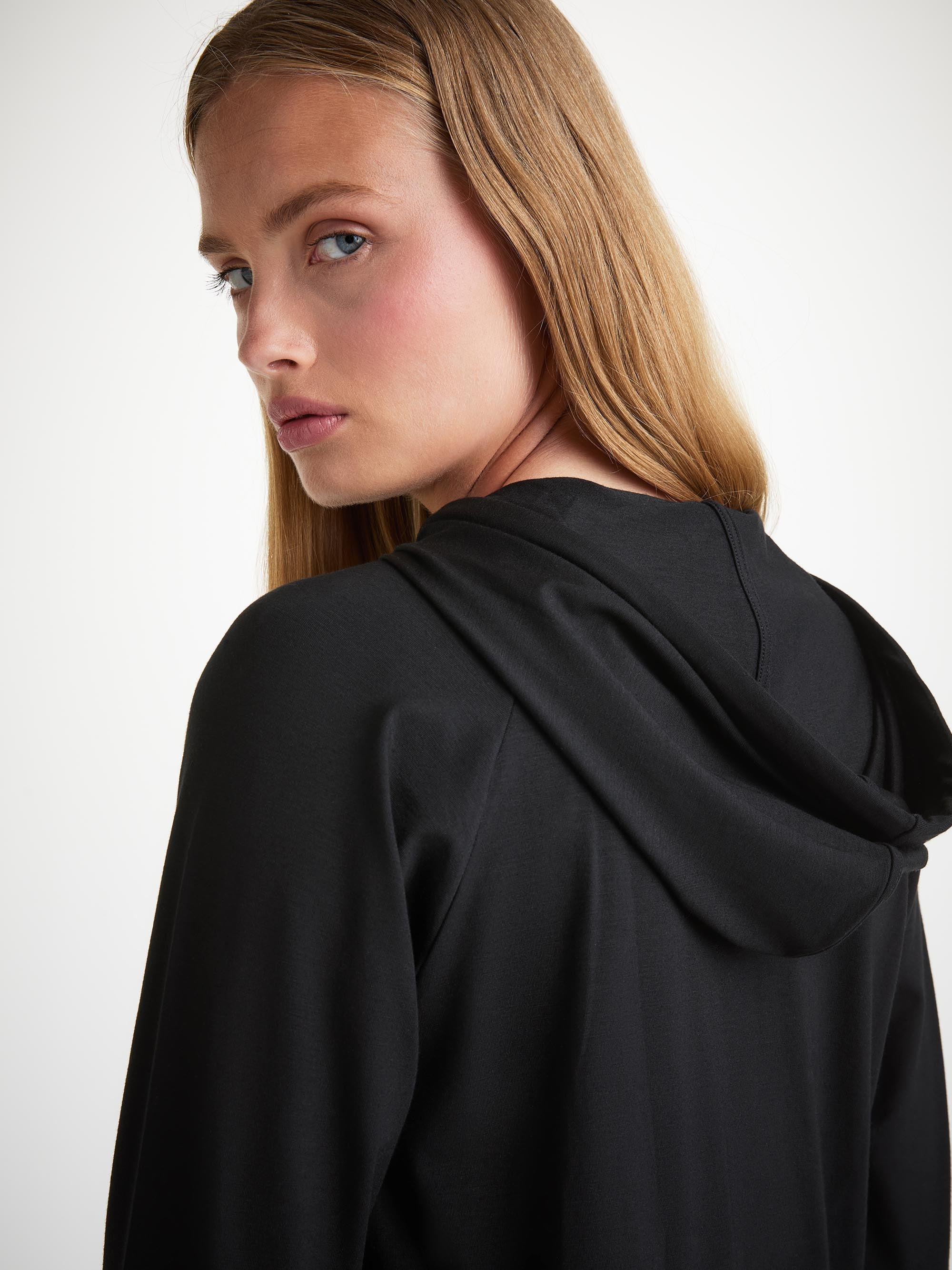 Women's Pullover Hoodie Basel Micro Modal Stretch Black - 5
