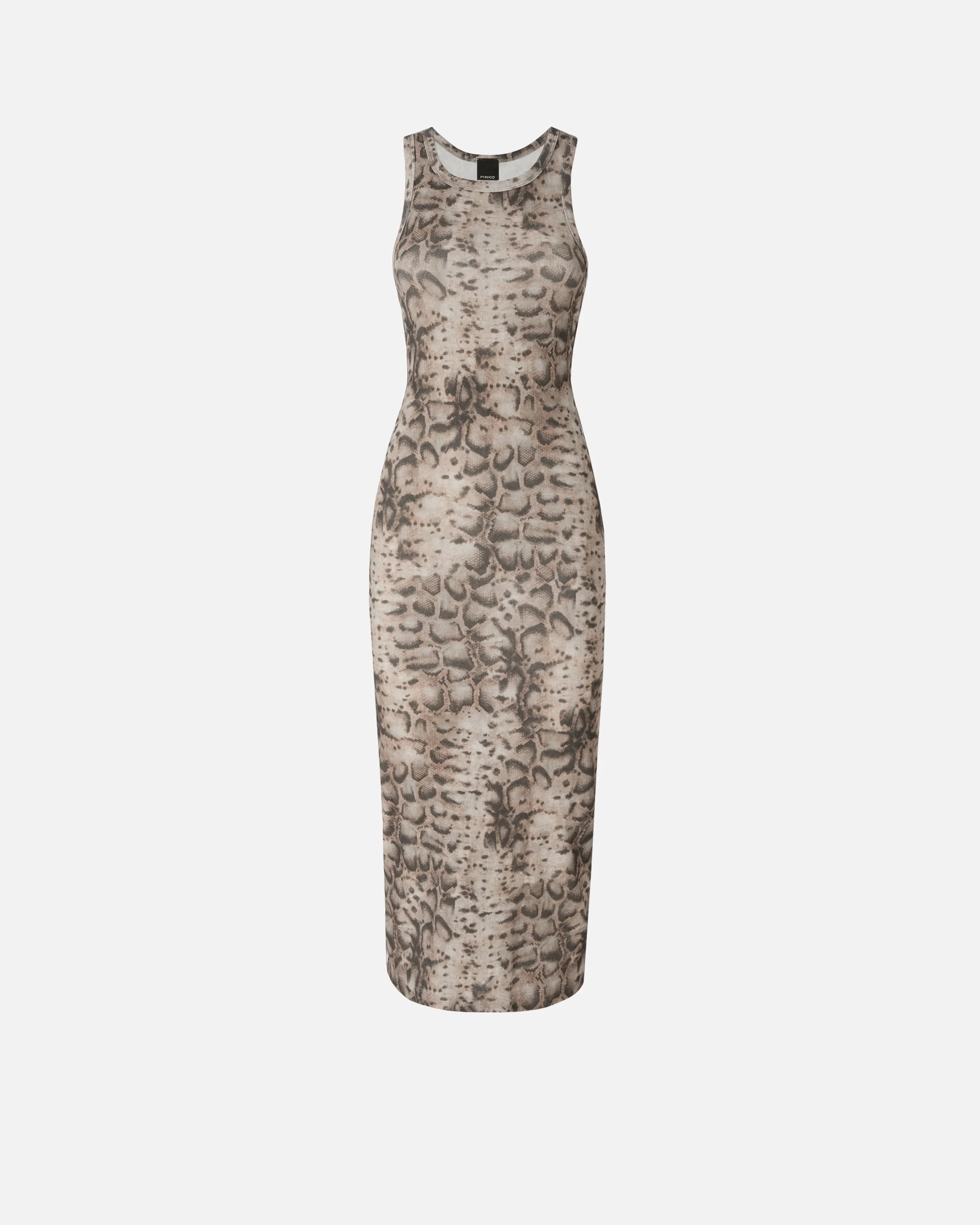 RIBBED SLIM-FIT MIDI DRESS WITH SNAKE PRINT - 1