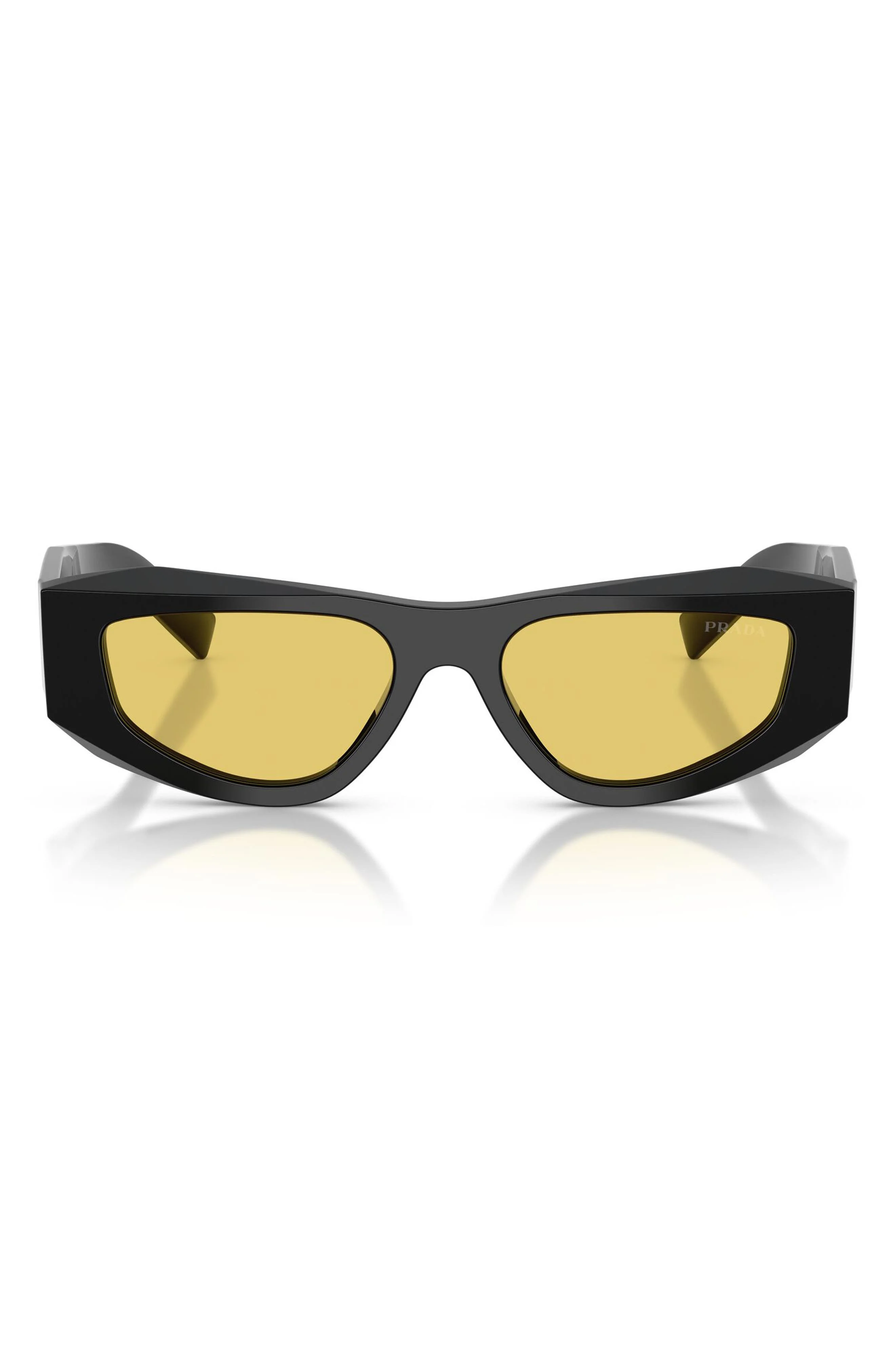 Prada 52mm Pillow Sunglasses in Black /Yellow at Nordstrom - 1