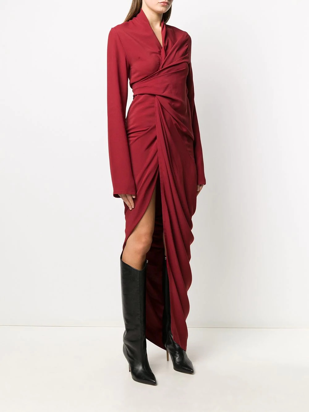 draped wrap-effect crepe dress - 3