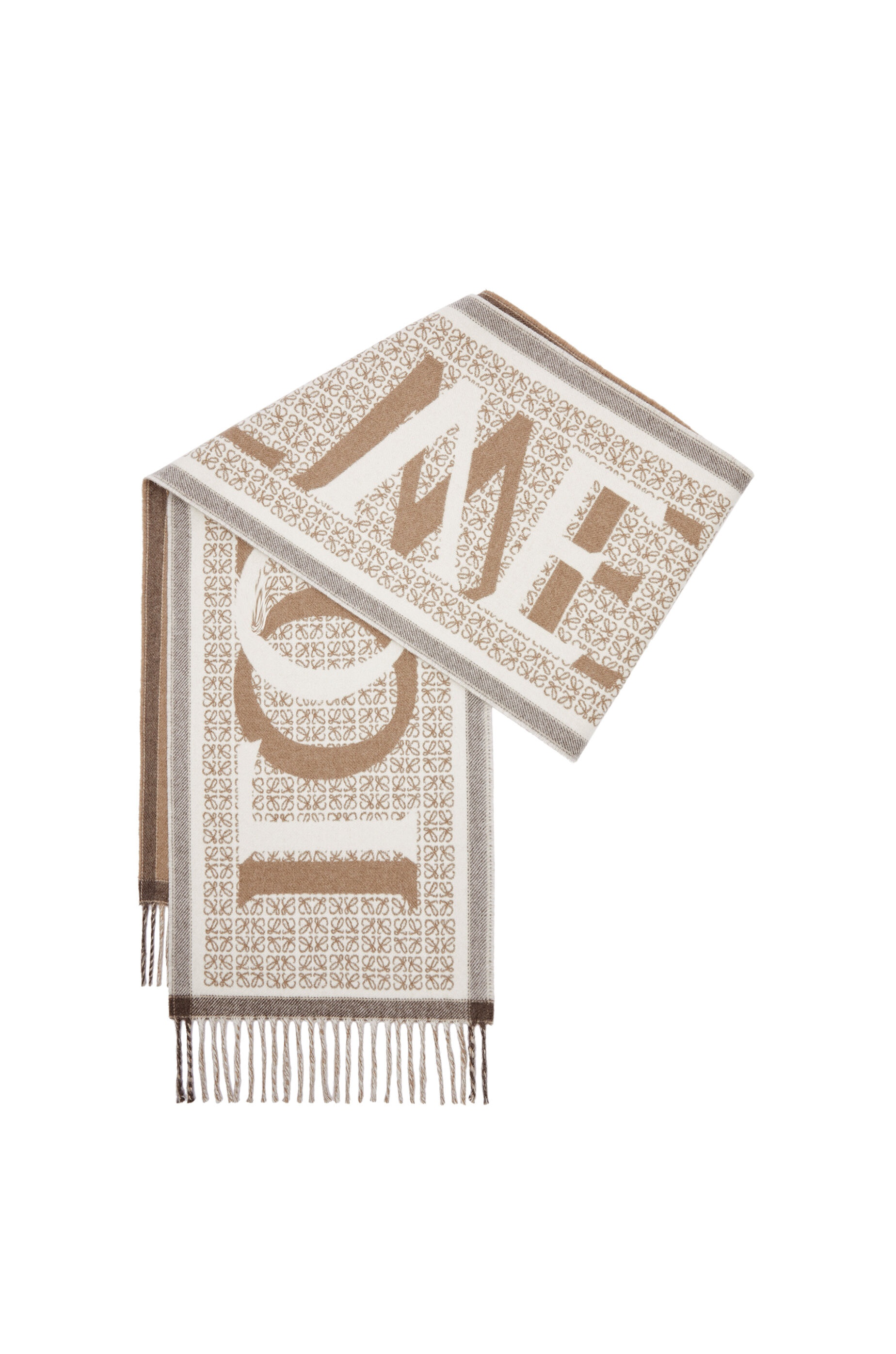 Love jacquard scarf in wool and cashmere - 5