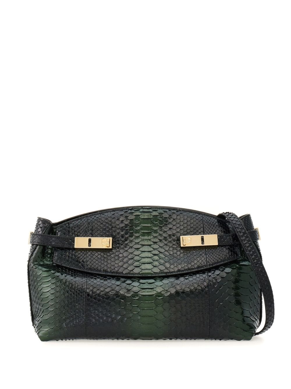 snakeskin-effect leather clutch bag - 1