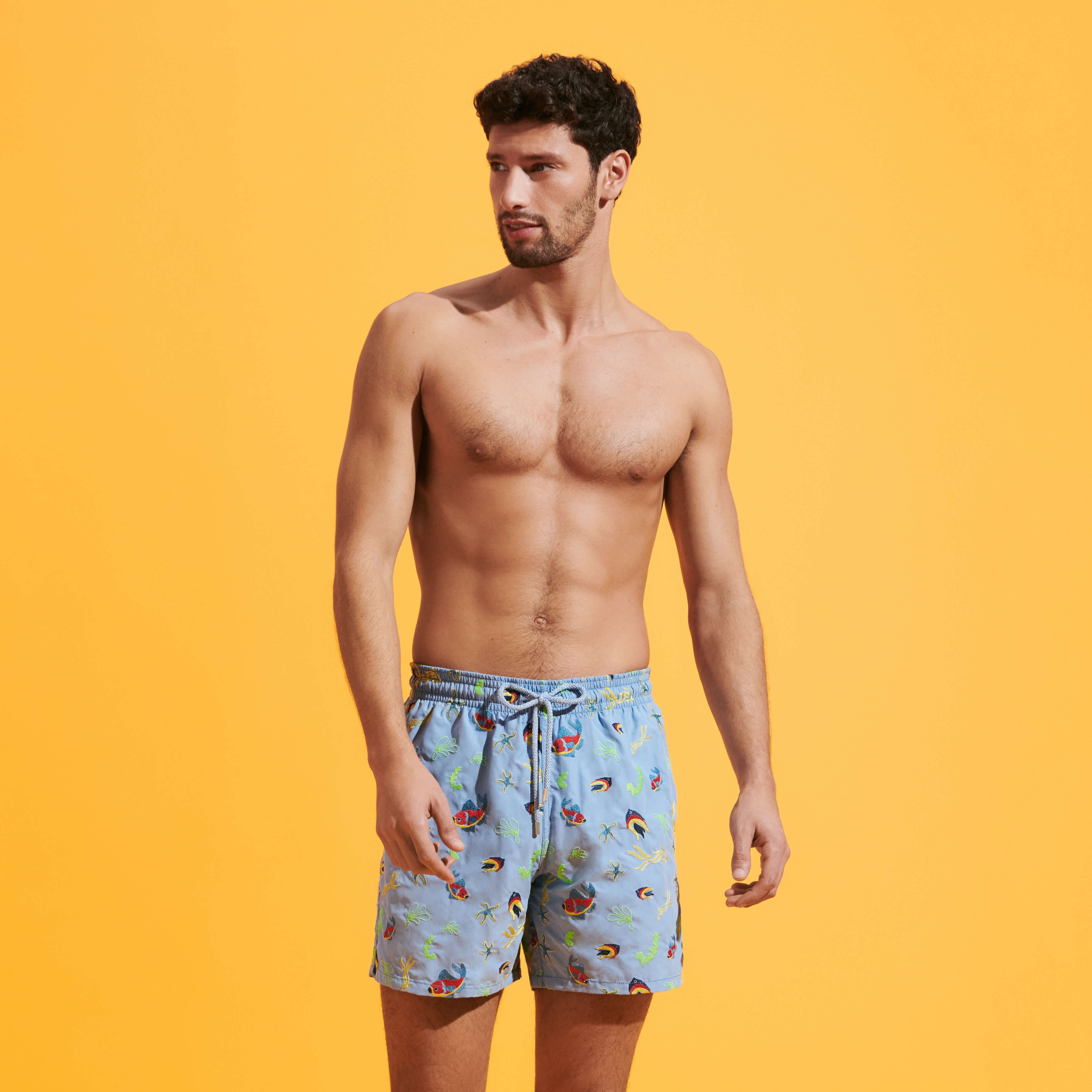 Men Swim Trunks Embroidered Naive Fish - Limited Edition - 3