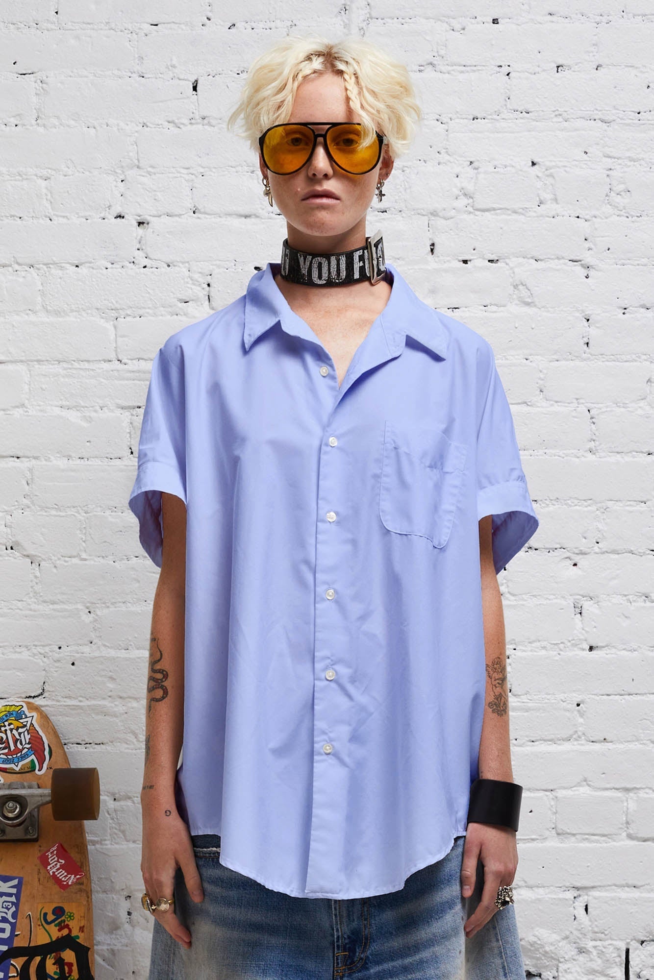 SLEEVELESS BOXY BUTTON-UP - EOE BLUE - 1