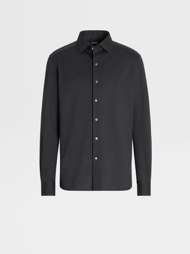 BLACK PURE COTTON JERSEY LONG-SLEEVE SHIRT 1