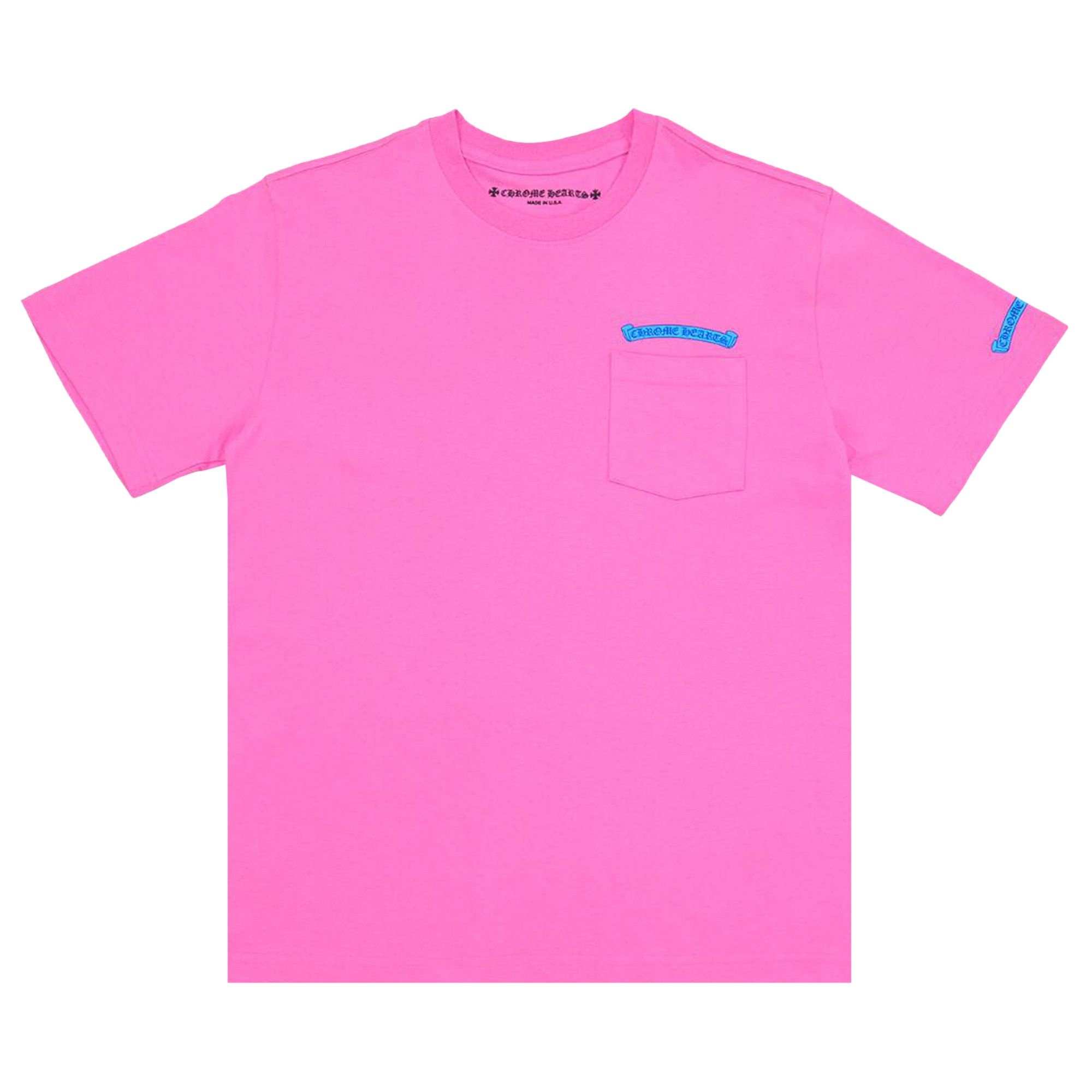 Chrome Hearts Scroll Logo Pocket Tee 'Pink/Blue' - 1