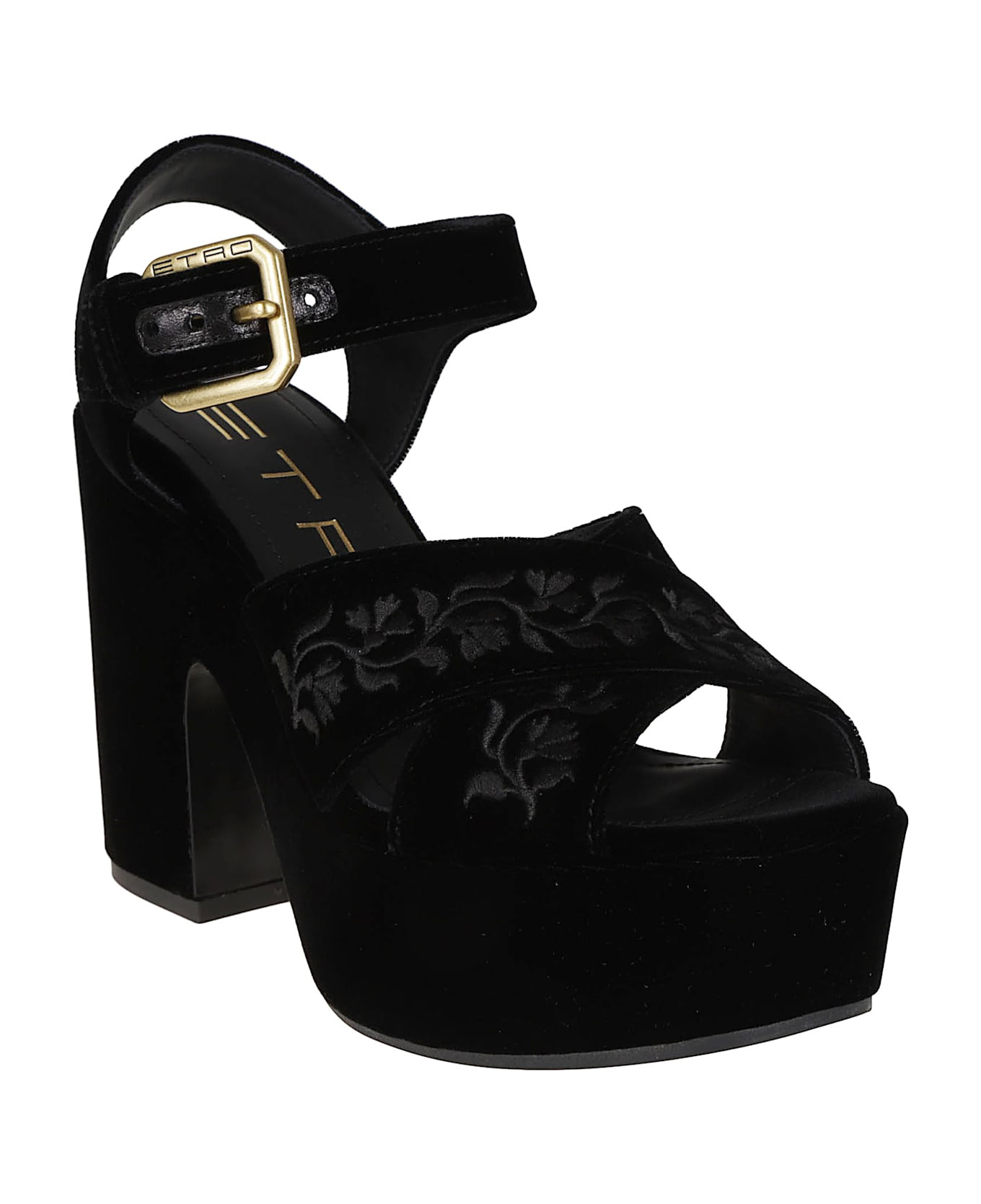 Platform Sandals Velvet + Embroidery - 2