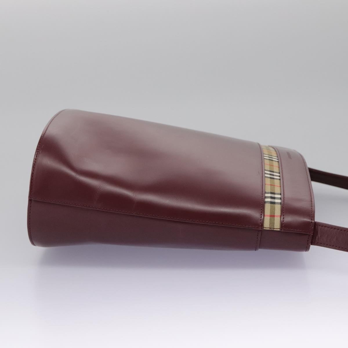 Burberry Shoulder Bag Leather Bordeaux Silver - 5
