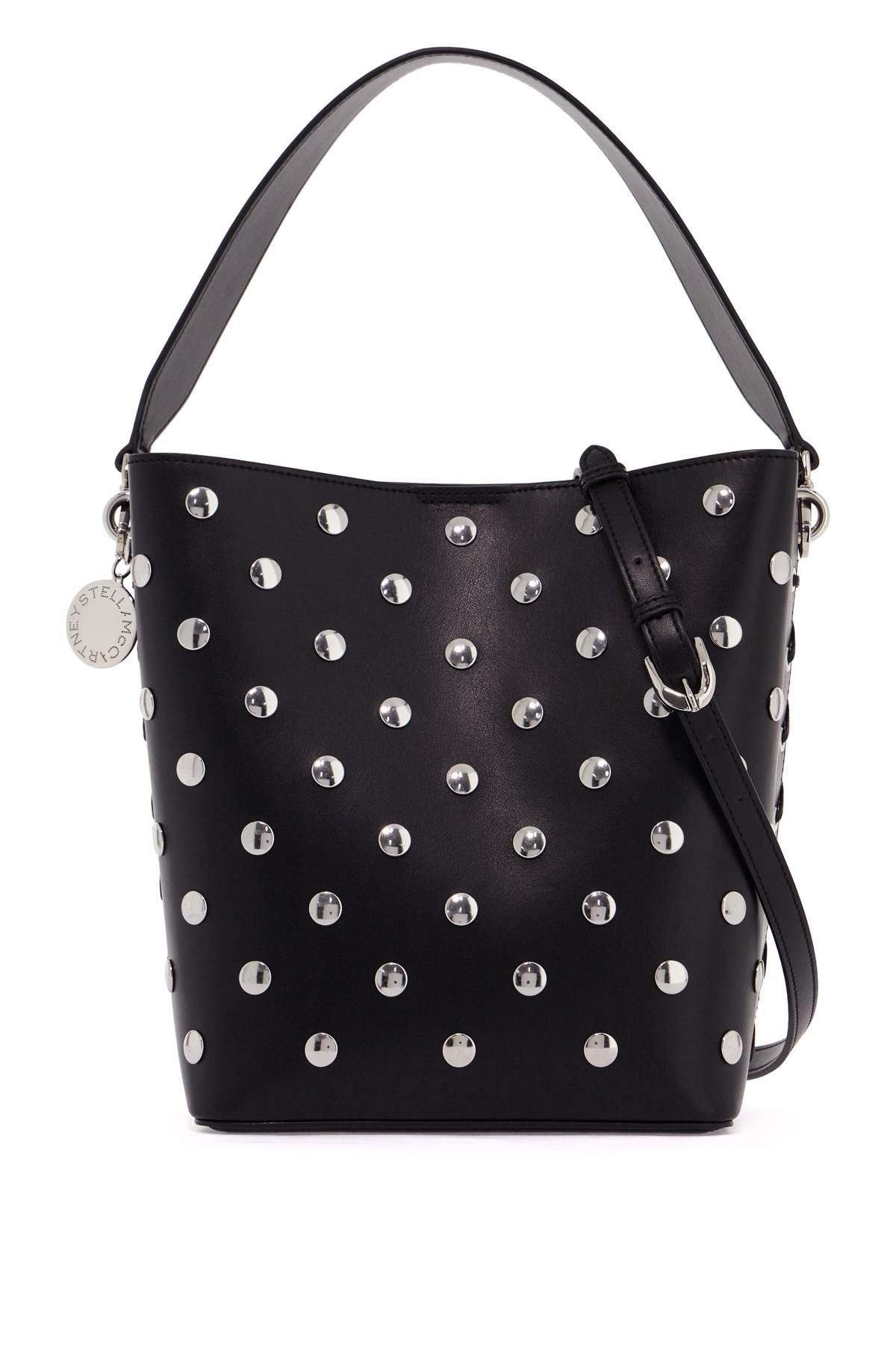 STELLA MCCARTNEY BLACK ALTER MAT FRAYME BUCKET BAG