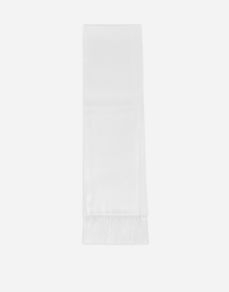 Dolce & Gabbana Silk satin scarf with fringing outlook