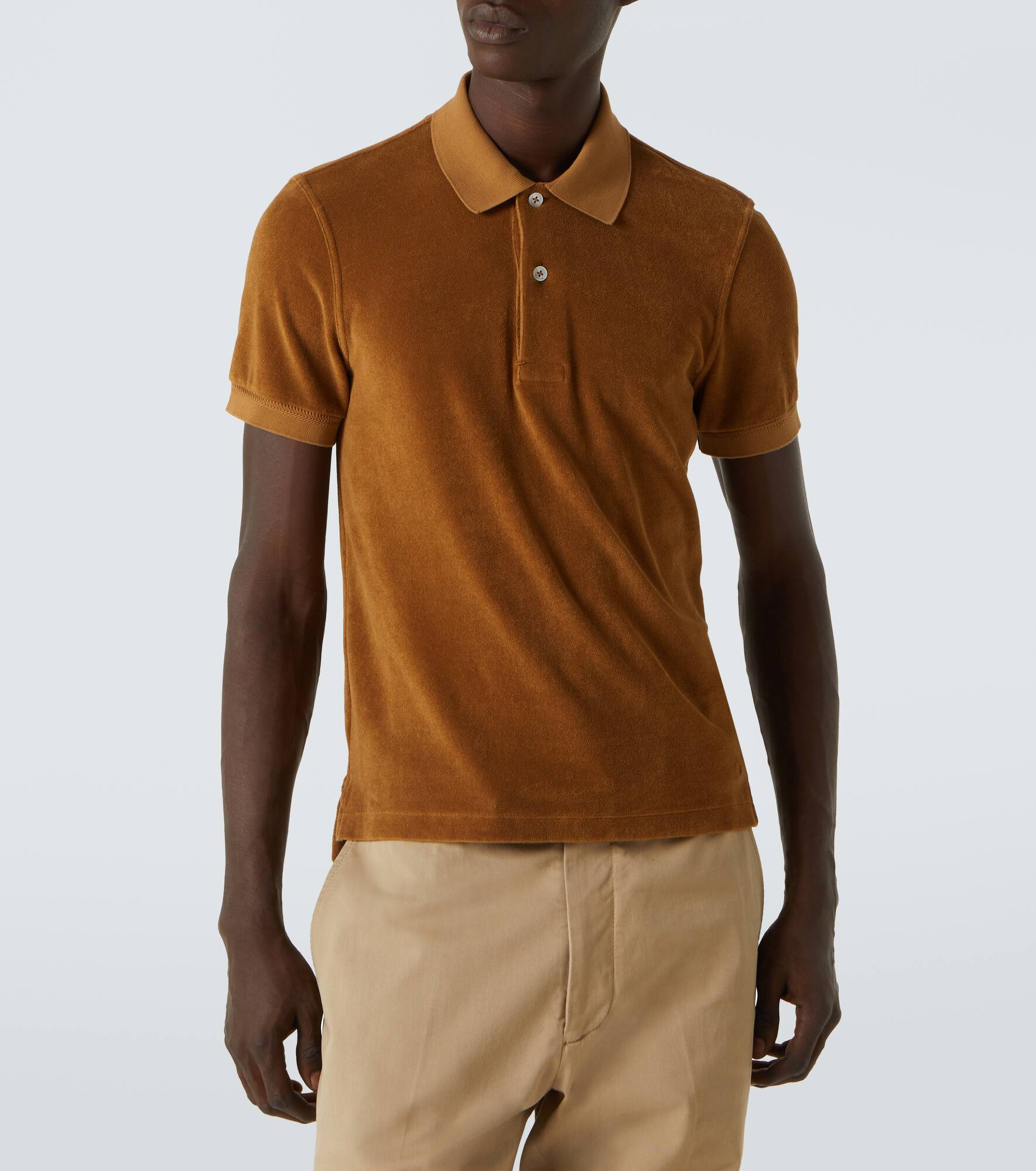 Cotton-blend terry polo shirt - 3