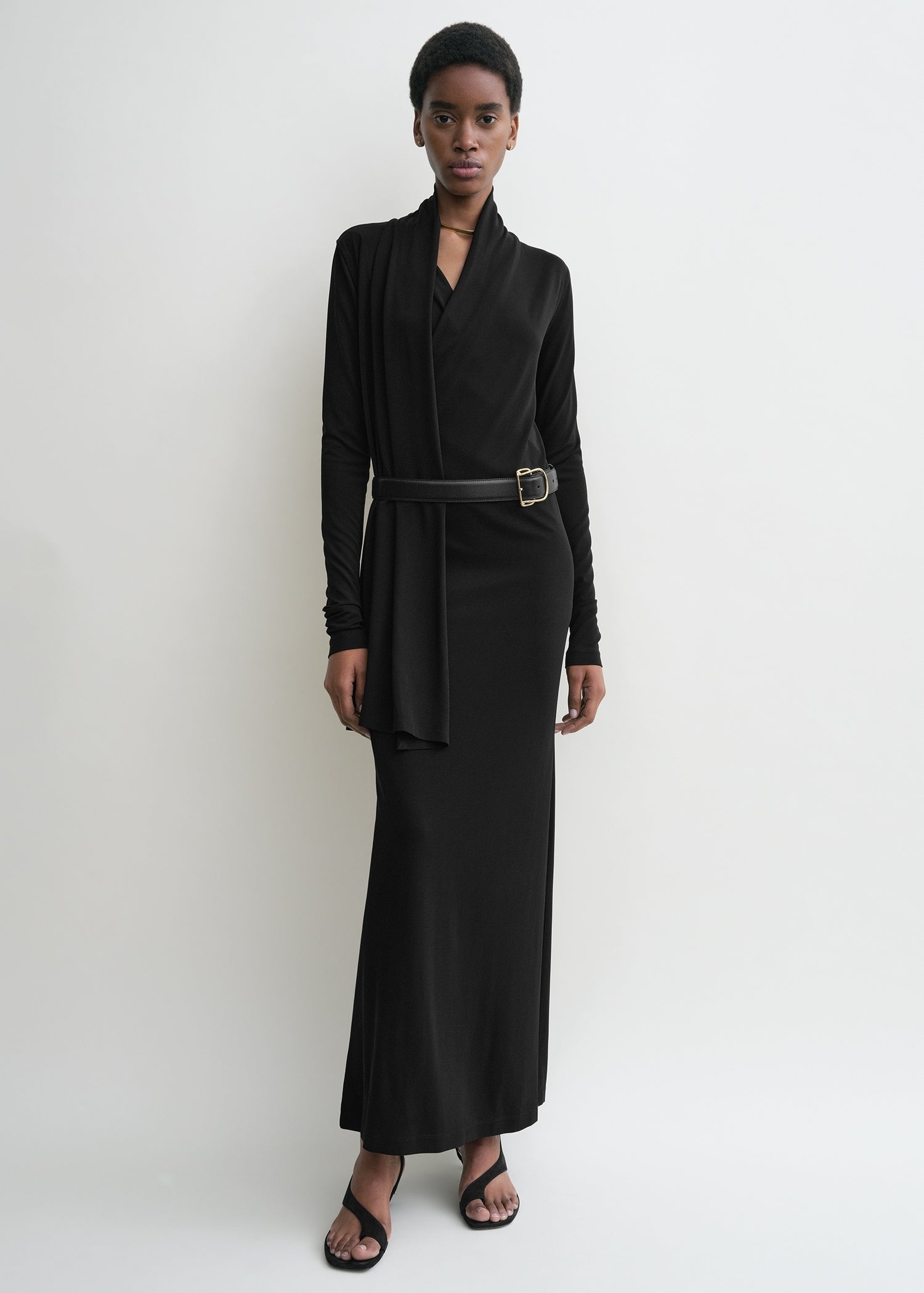 Overlapped jersey dress black - 2