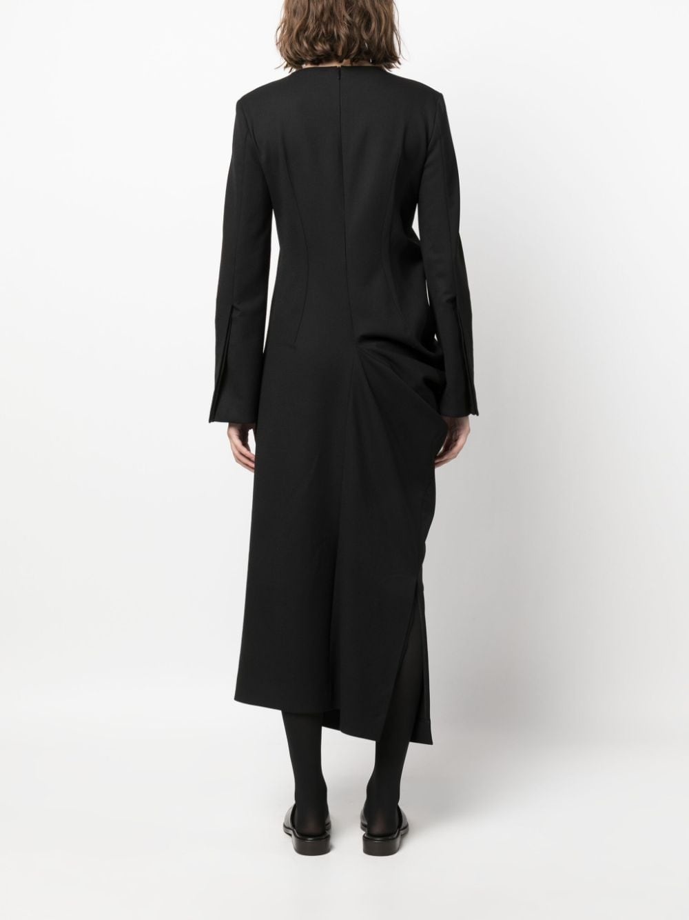 gathered-detailing long-sleeved shift dress - 4