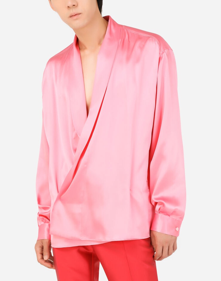 Oversize silk satin shirt - 4