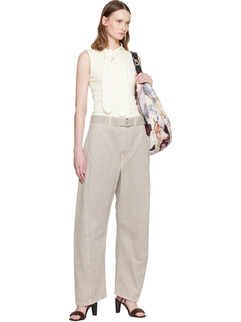 Lemaire Gray Twisted Belted Trousers outlook