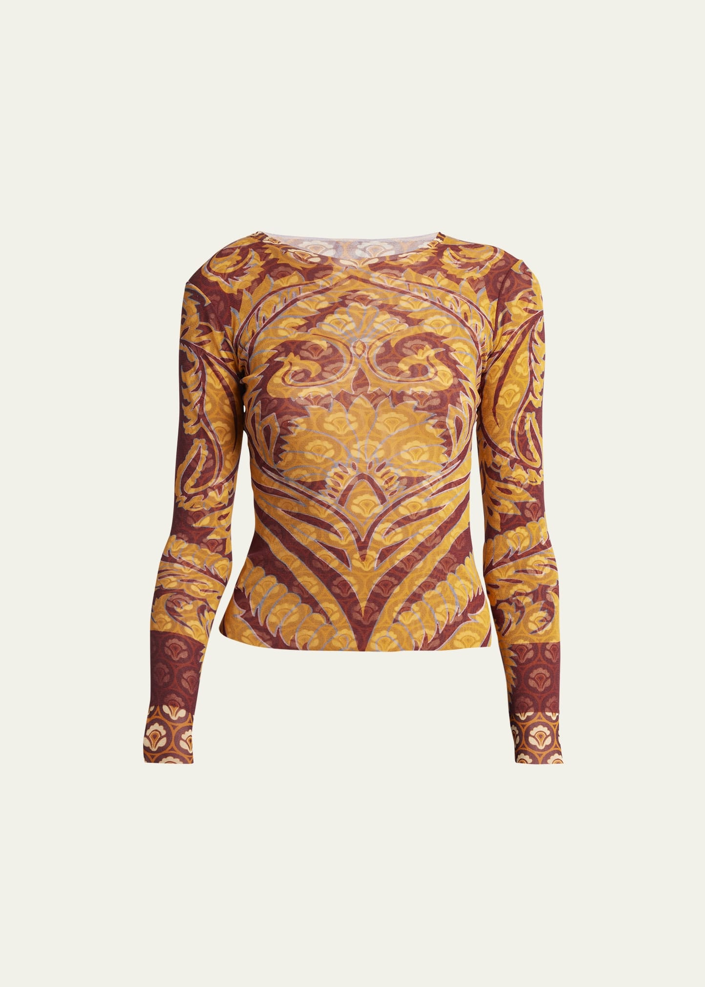 Long-Sleeve Printed Cotton Top - 1