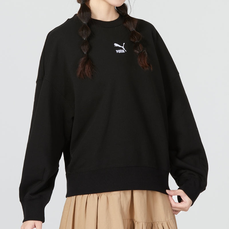 (WMNS) PUMA Better Classic Relaxed Crew 'Black' 673570-01 - 3