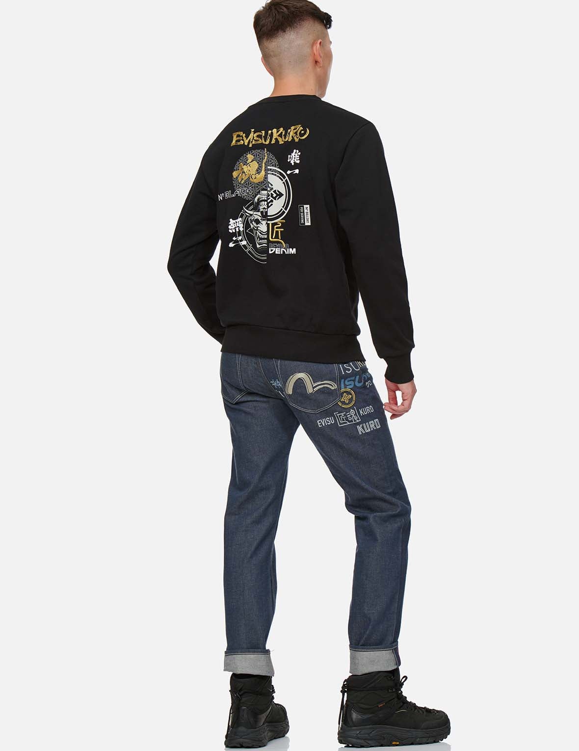 Logo Print and Embroidered Slim Straight fit Jeans #2010 - 5